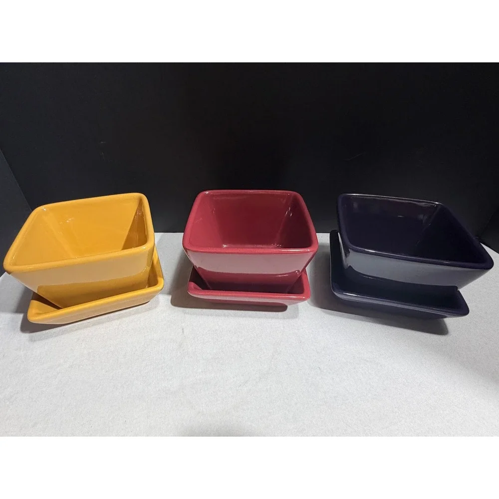 Pampered Chef Simple Additions Multicolor Ceramic 7 Piece Serving Set Bowls Tray